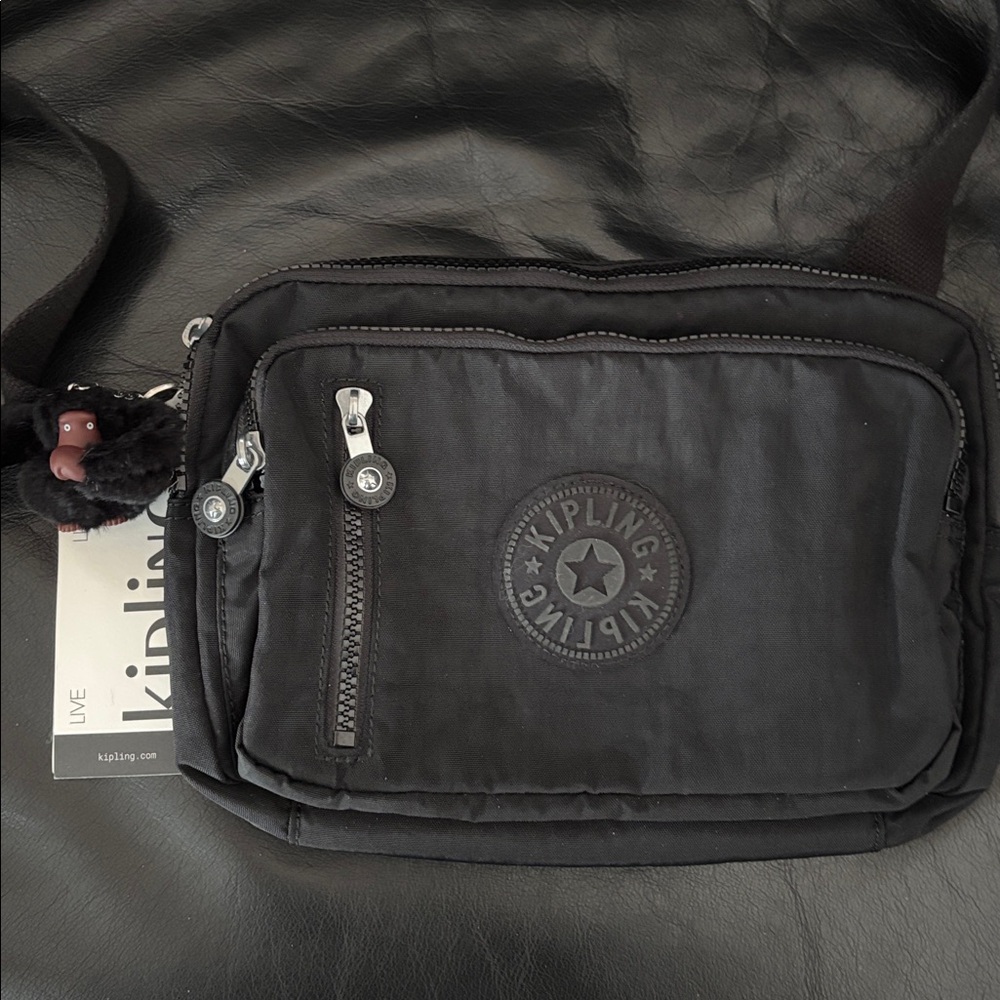 Kipling Black Multi Pocket Sling Bag NWT - Picture 3 of 11